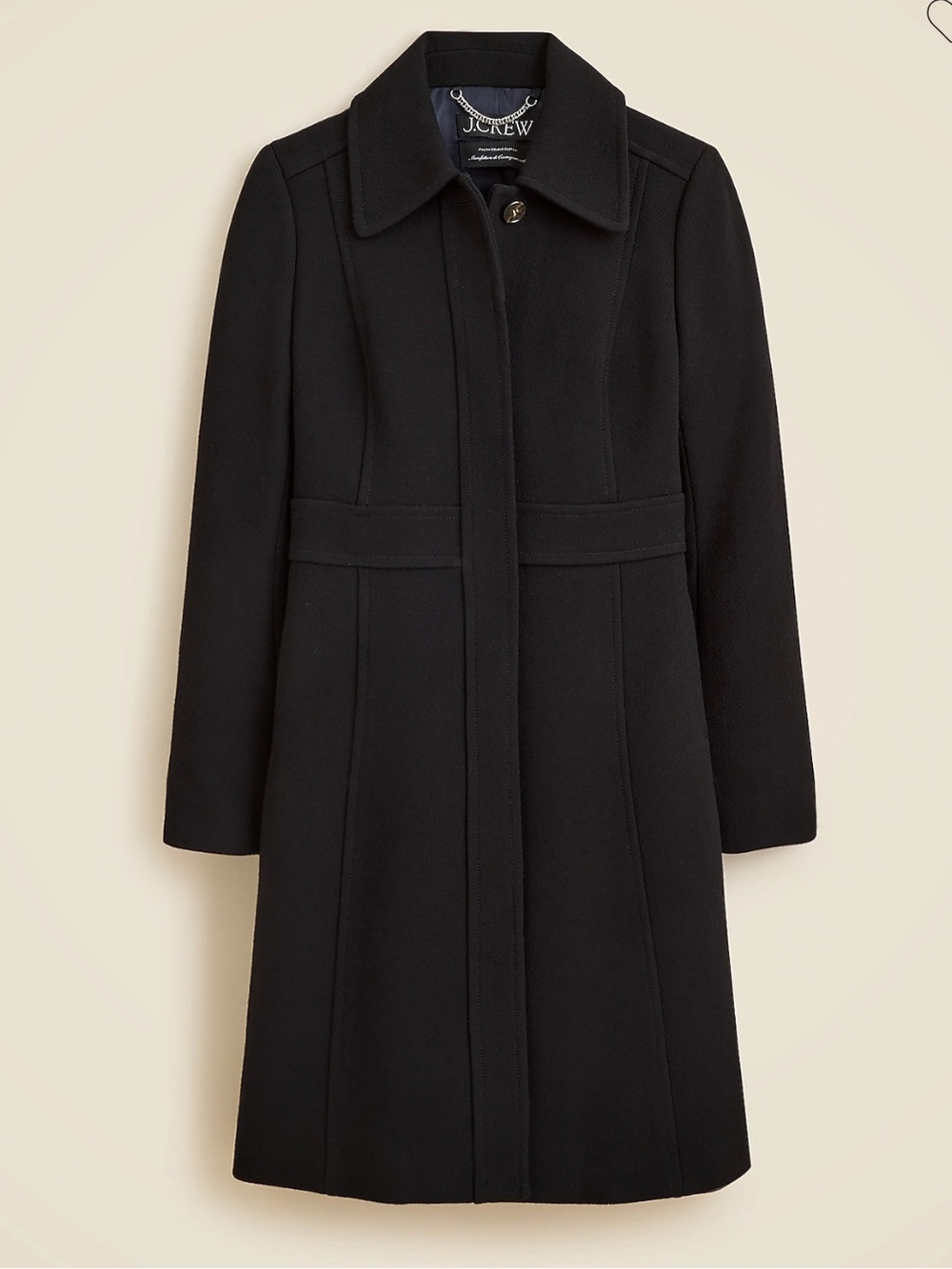 J. Crew Black Tailored Wool Trench Coat. New with tags! Size 6
